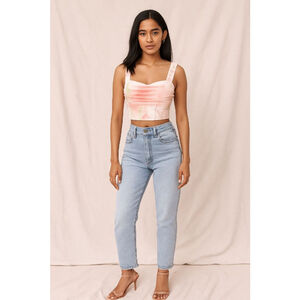 Dreamy Pastel Tie-Dye Corset Crop Top – Boho Chic Spring Style- size 8/10
